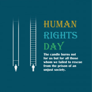 Illustration depicting a ladder and two figures representing Human Rights Day.