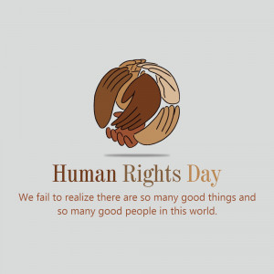 Illustration of diverse hands forming a circle with the text 'Human Rights Day'