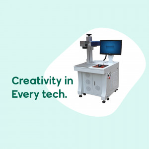 Fiber laser marking machine with computer and control panel