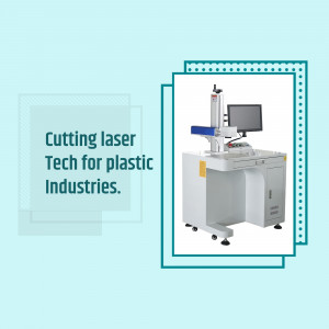 White and teal laser cutting machine for plastic industries