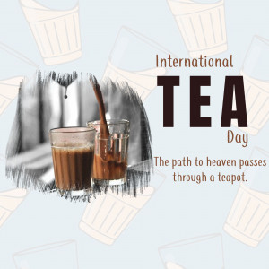 Image celebrating International Tea Day with tea glasses and a teapot.