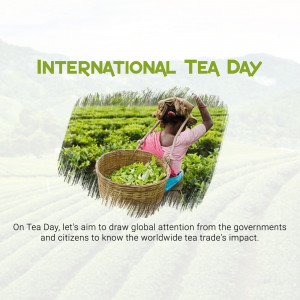 Image depicting a tea plantation worker celebrating International Tea Day