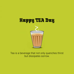 Illustration of a glass of tea with the text 'Happy Tea Day'