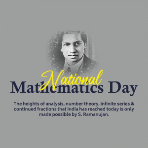 Portrait of Srinivasa Ramanujan with National Mathematics Day text