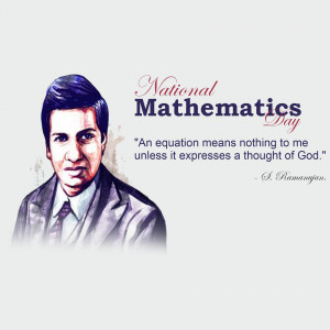 Portrait of Srinivasa Ramanujan with National Mathematics Day text