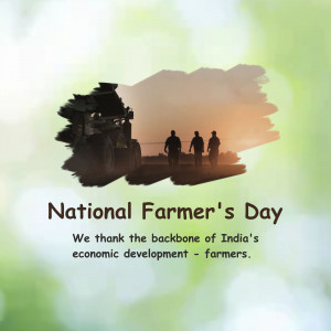 Silhouette of farmers and a tractor with text 'National Farmer's Day'