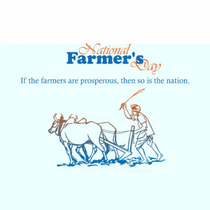 Illustration depicting a farmer plowing a field with oxen for National Farmer's Day