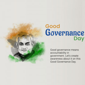 Image commemorating Good Governance Day with Atal Bihari Vajpayee's portrait.