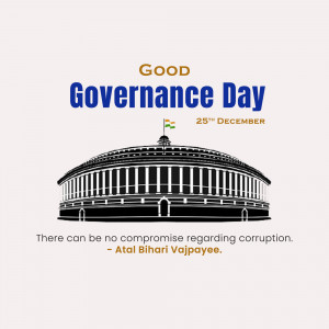 Good Governance Day with Parliament House and Atal Bihari Vajpayee quote