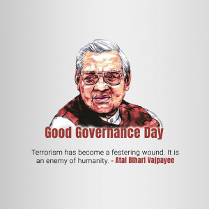 Portrait of Atal Bihari Vajpayee with Good Governance Day text