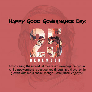 Good Governance Day poster featuring Atal Bihari Vajpayee