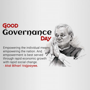 Image commemorating Good Governance Day featuring Atal Bihari Vajpayee