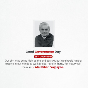 Portrait of Atal Bihari Vajpayee with Good Governance Day text