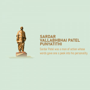 Statue of Sardar Vallabhbhai Patel with text commemorating his death anniversary