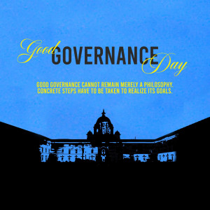 Image promoting Good Governance Day with the Indian Parliament building in the background.