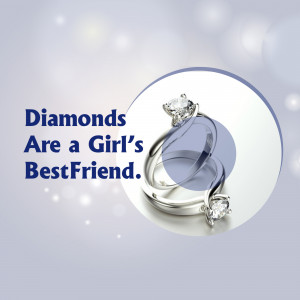 Diamond ring with the quote 'Diamonds Are A Girl's Best Friend'