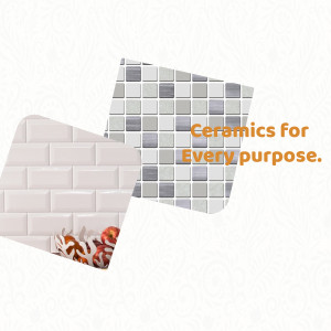 Assortment of ceramic tiles in various colors and patterns