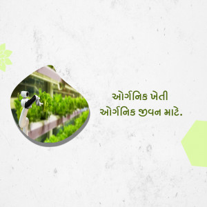 A robotic arm tending to a hydroponic farm with text in Gujarati.