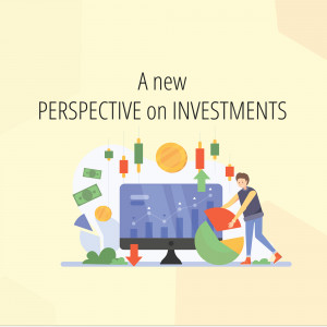 Illustration of a person analyzing investment charts on a computer.