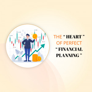 Illustration of a man standing in front of a rising financial graph with coins and plants.