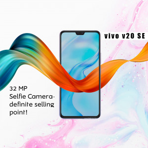 Vivo V20 SE smartphone with colorful abstract background