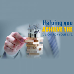 Hand placing a house model on wooden blocks, symbolizing building a future.