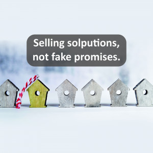 Wooden birdhouses in a row, one brightly colored, with text overlay.