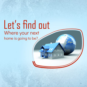 Image of a house with a globe inside, promoting real estate services.
