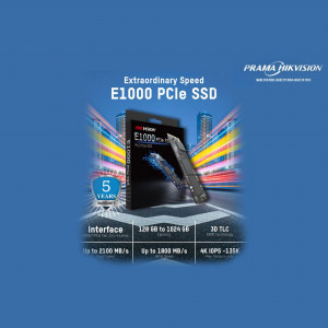 Hikvision E1000 PCIe SSD product image with speed and warranty details