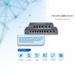 Prama Hikvision Layer 2 Unmanaged PoE Switch with network ports