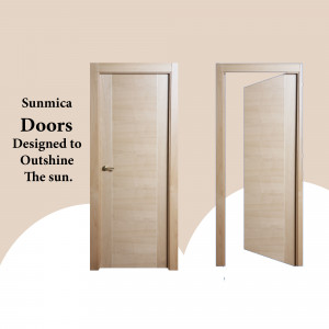 Image of two Sunmica doors, one closed and one slightly ajar, showcasing a modern design.