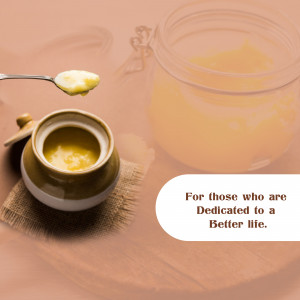 Close-up of ghee in a jar and small bowl with a spoon