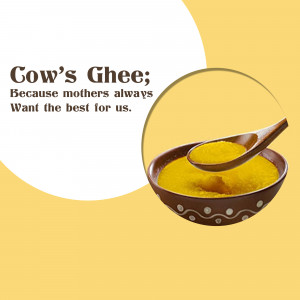Bowl of golden cow's ghee with a wooden spoon