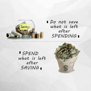 Image illustrating the importance of saving before spending.