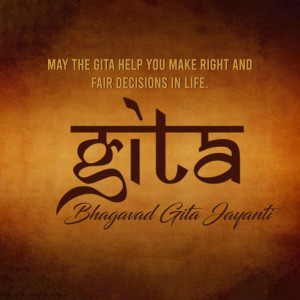 Bhagavad Gita Jayanti image with text and the word 'Gita' in Devanagari script.