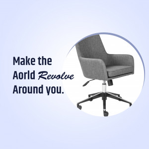 Grey office chair with a motivational quote