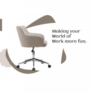 Beige office chair with chrome base and abstract design elements