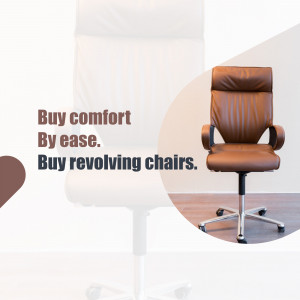 Brown leather revolving office chair with chrome base