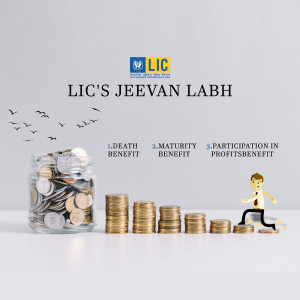 Image depicting financial growth and security with LIC's Jeevan Labh plan.