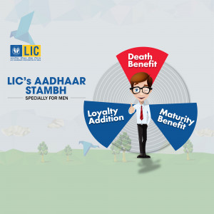 Illustration of LIC's Aadhaar Stambh plan benefits for men
