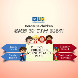 Illustration of children with LIC Moneyback Plan benefits