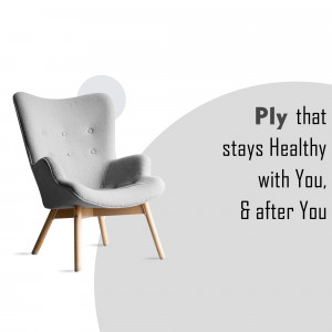 Modern armchair with text overlay promoting health and wellness