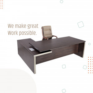 Modern executive office desk with a comfortable chair