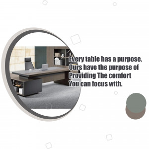 Image of a modern office desk with a comfortable chair and text overlay.