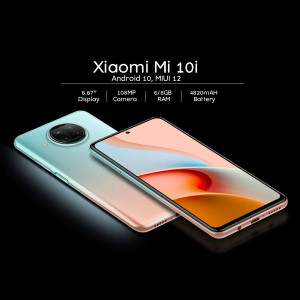 Xiaomi Mi 10i smartphone with specifications displayed