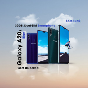 Samsung Galaxy A20s in Blue, Red, and Green colors
