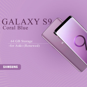 Samsung Galaxy S9 Coral Blue smartphone with 64GB storage for AT&T