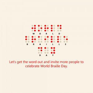 Image depicting the words 'World Braille Day' in Braille with a call to action.