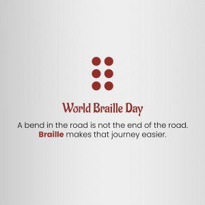 World Braille Day graphic with Braille dots and inspirational quote.