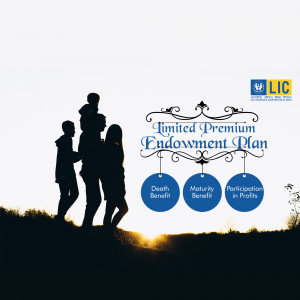 Silhouette of a family with LIC Endowment Plan advertisement